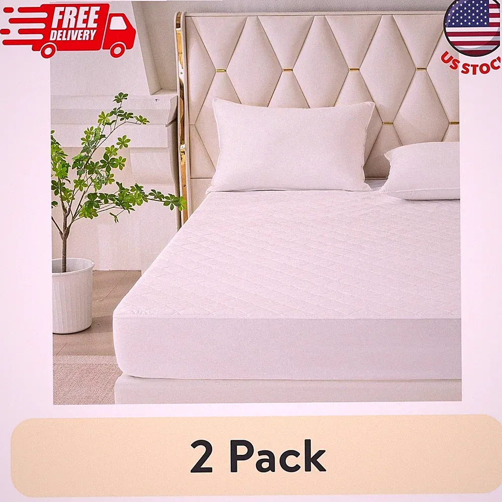 (2 pack) Super Soft Quilted Mattress Pad, King 76 in x 80 in