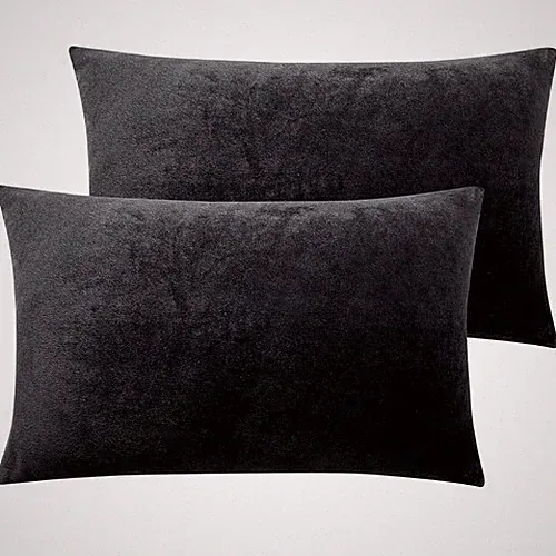 2 Pack Zippered Velvet King Pillowcases Super Soft and Cozy Luxury Fuzzy Flan...