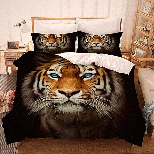 3D Tiger Face Quilt Cover Set Bedding Sets Pillowcases 64