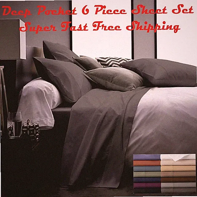 6 PIECE DEEP POCKET SUPER SOFT EGYPTIAN BAMBOO COMFORT FEELING NEW BED SHEET SET