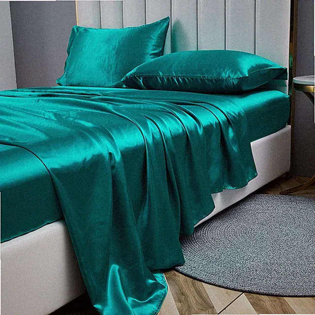 All Color & Size Super Soft Silky Sheet Set 14" Deep Pocket Satin Bedding Sheet