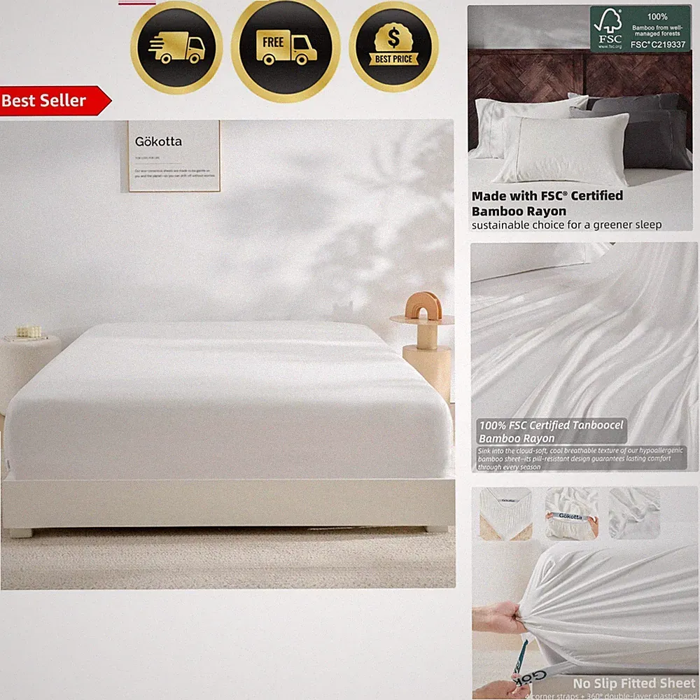 Bamboo Rayon Fitted Sheet King Size Cooling Super Soft Bed Sheet