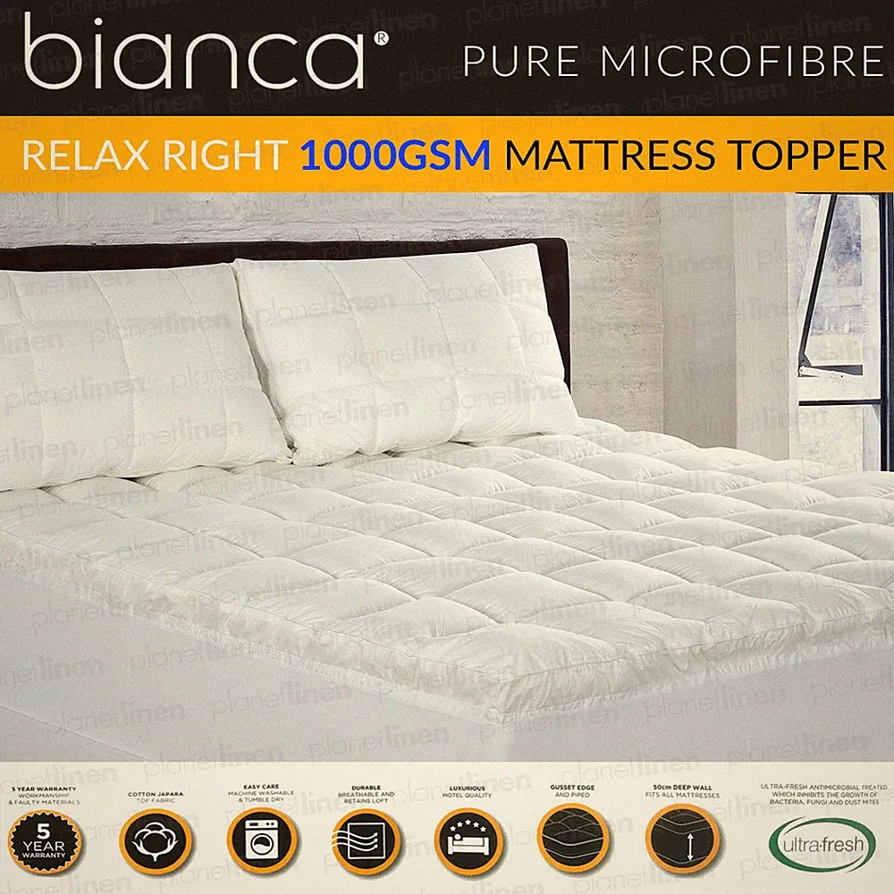 BIANCA Relax Right 1000gsm Mattress Topper | Queen | King | Super King