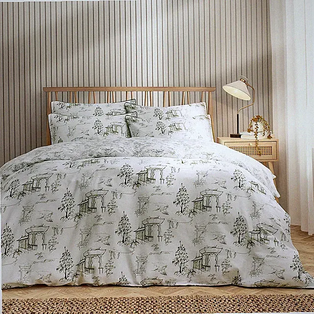 Christy Super King Forest GREEN Pagoda Duvet Cover Set 200TC NEW