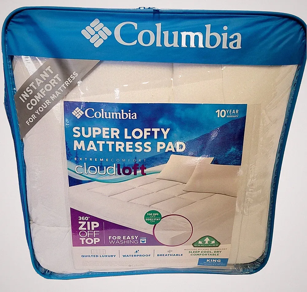 Columbia 360 Zip-off Mattress Pad, Super Lofty Mattress Pad, Cloud Soft KING