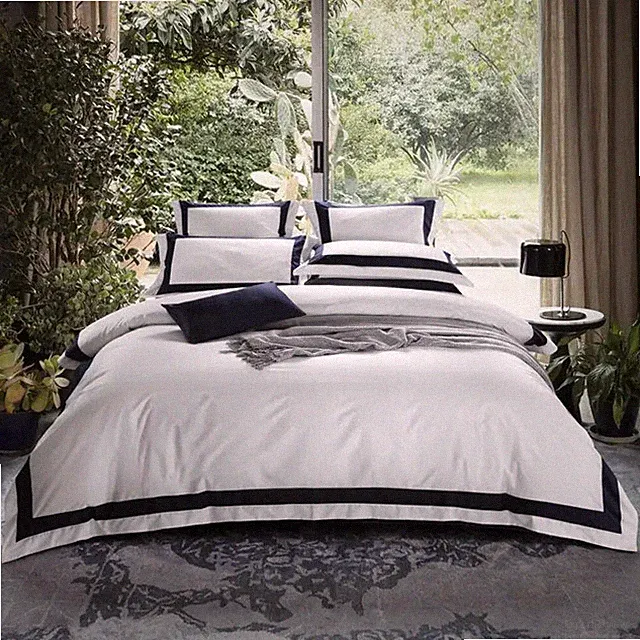 Degella Luxury Stripe Egyptian Cotton White Bedding Set