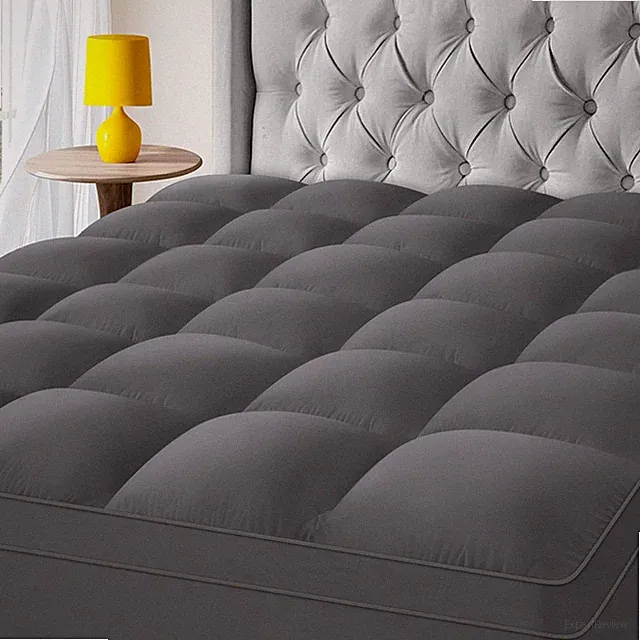 Extra Thick King Mattress Topper, Plush Pillow Top with Deep Pocket - Grey