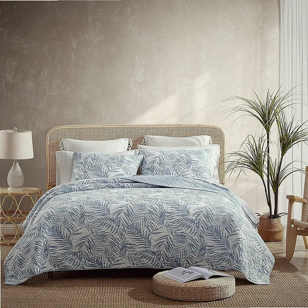 King Quilt Set, Reversible Cotton Bedding with Matching Shams, Coastal Super S