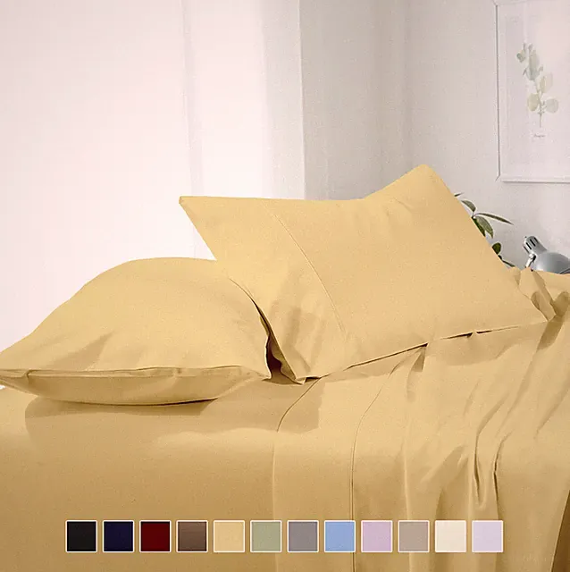 Luxury Bed Sheet Sets Super Soft Microfiber Attached Waterbed Solid Sheet Set