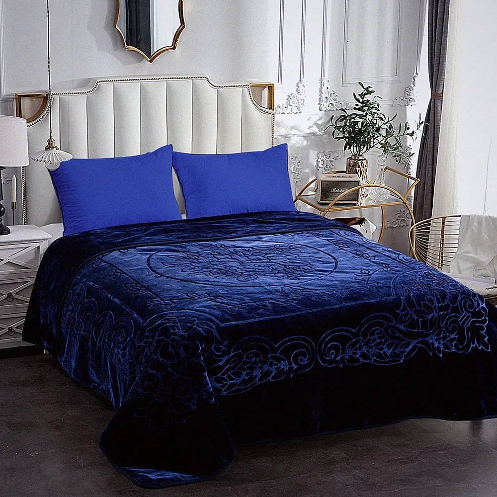 Luxury Embbosed King Size Bed Blankets Korean Style Blanket Super Soft Warm 9Lbs