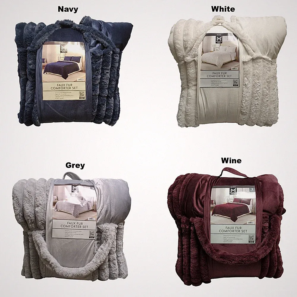 Member's Mark 3-Piece Channel Super Soft Faux Fur Comforter Set, King