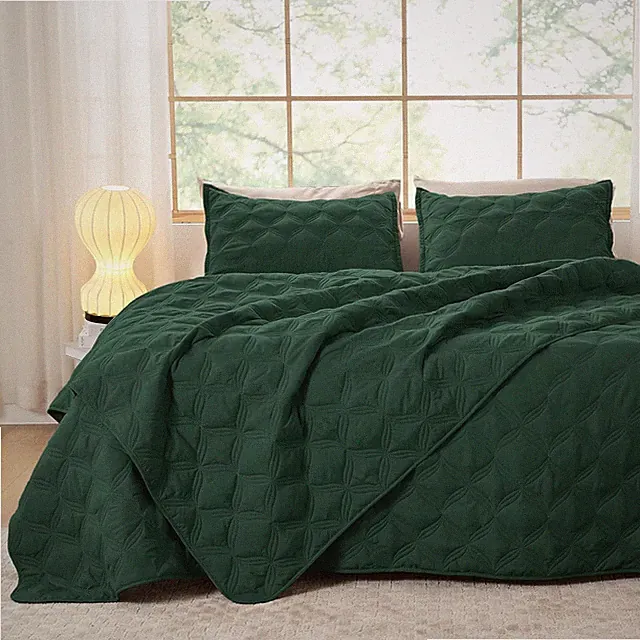 Oversized King Quilt Bedding Set,120X120Inch Super King Emerald Green Comforter