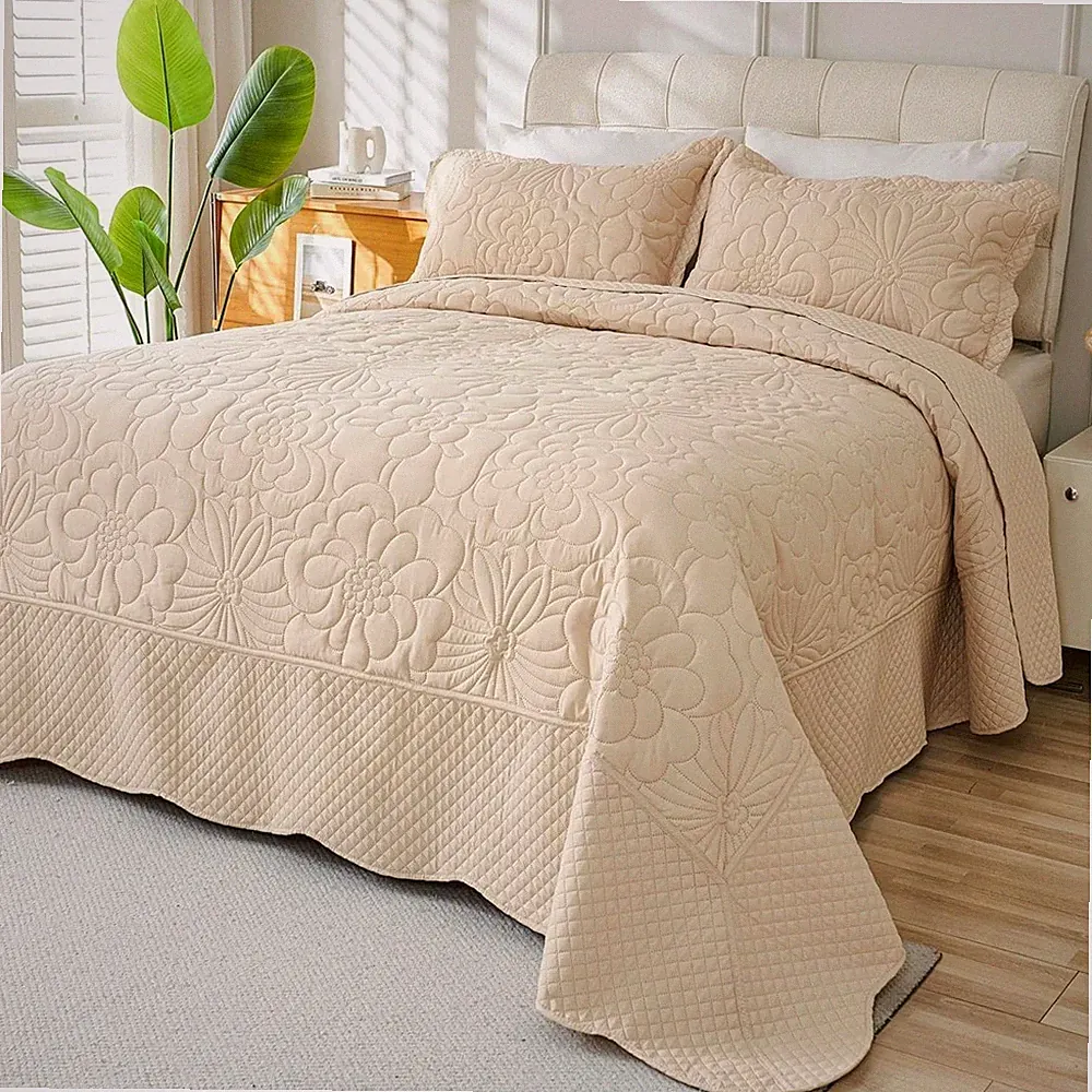 Oversized King Quilt Set Bedspread 128x120 California King Quilts 3 PCS Bedding
