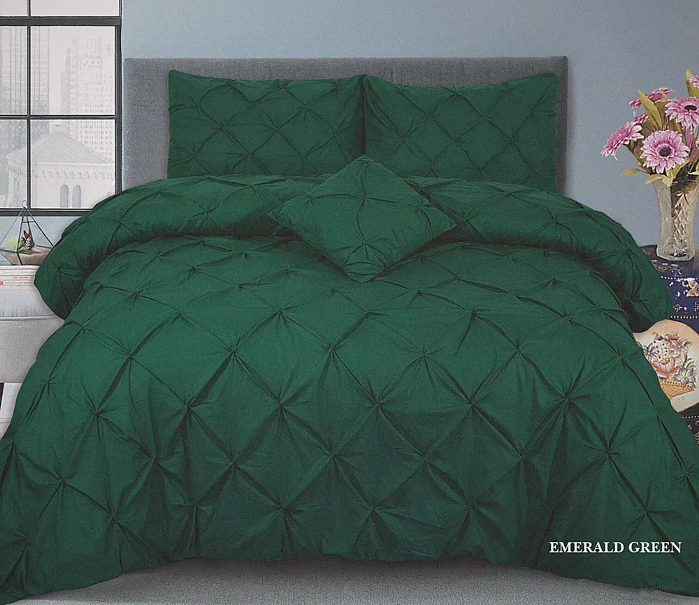 PINTUCK DUVET SET TOP NOTCH QUILT COVER SINGLE DOUBLE SUPER KING SIZE BEDDING