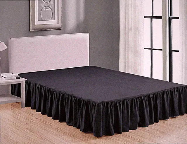 Sheets & Beyond King Wrap Around Ruffled Microfiber Bed Skirt 14" Drop Black