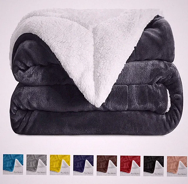 Sherpa Fleece Blanket Large Bed Sofa Reversible Blankets Throws Twin Queen Size