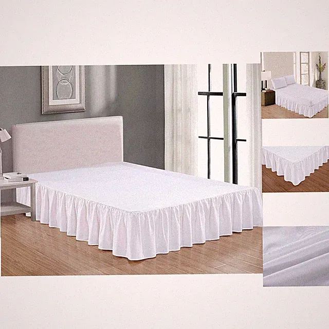 Ultra-Soft White Microfiber Bed Skirt with Ruffled Design - King, 14-Inch Drop