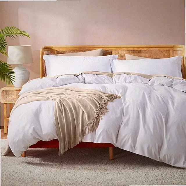 White Duvet Cover King Size - Soft Double Brushed King Duvet Cover Set, 3 Piece