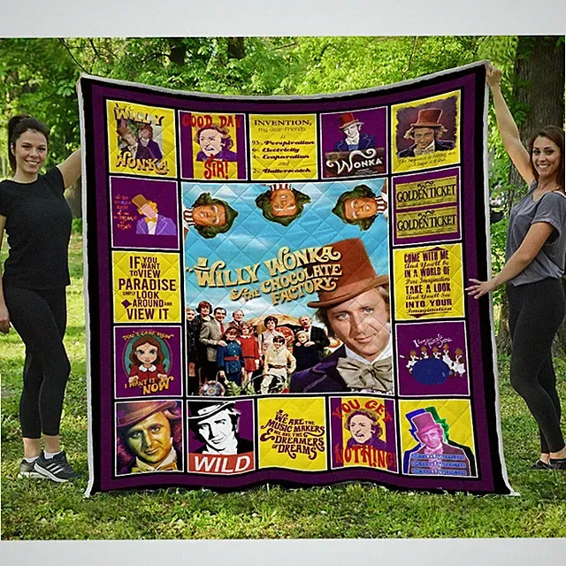 Willy Wonka The Chocolate Factory Quilt, Willy Wonka Quilt Blanket Soft Cozy